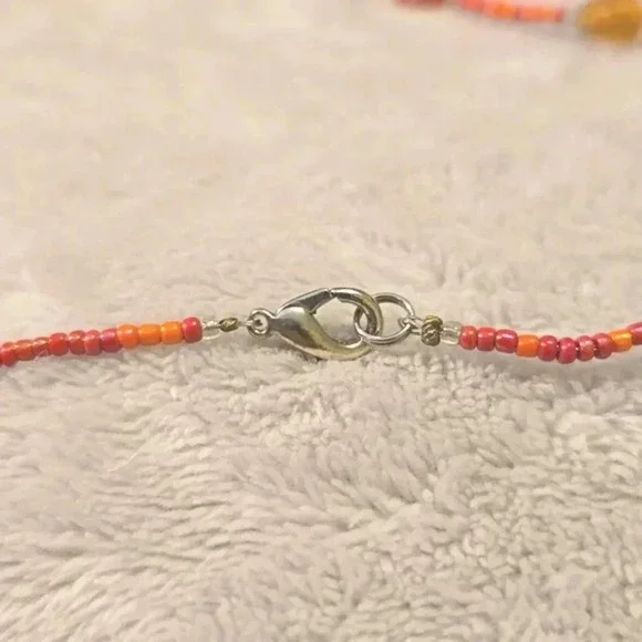 #402 VINTAGE Bead necklace Orange and Red - Picture 5 of 5